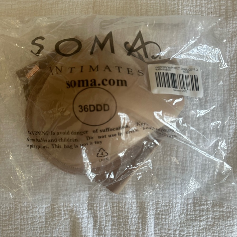 Soma vanishing 360 bra, front clasp, nude warm amber color, 36DDD - Picture 4 of 4